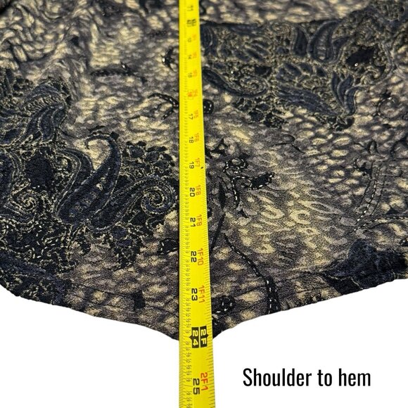 Y2K Bellessa Black Gold Asymmetrical Blouse Dark Romantic WhimsiGoth Fairy M - Picture 10 of 10